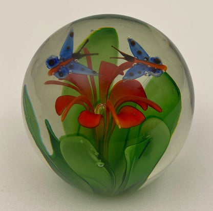 Murano Limited Edition Paperweight with Two Blue Butterflies — detail 2
