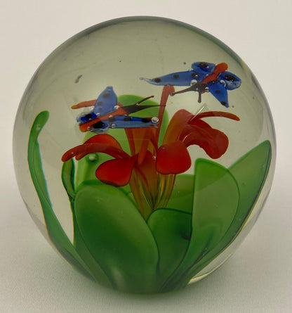 Murano Limited Edition Paperweight with Two Blue Butterflies — detail 7