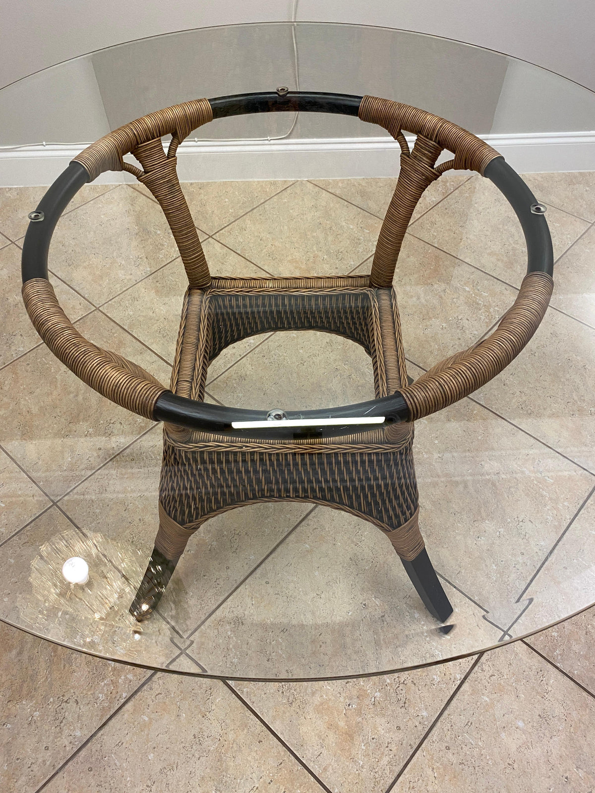 Rattan Patio Furniture Set, Glass Top Table and 5 Chair Set, Wicker Dining Set — detail 10