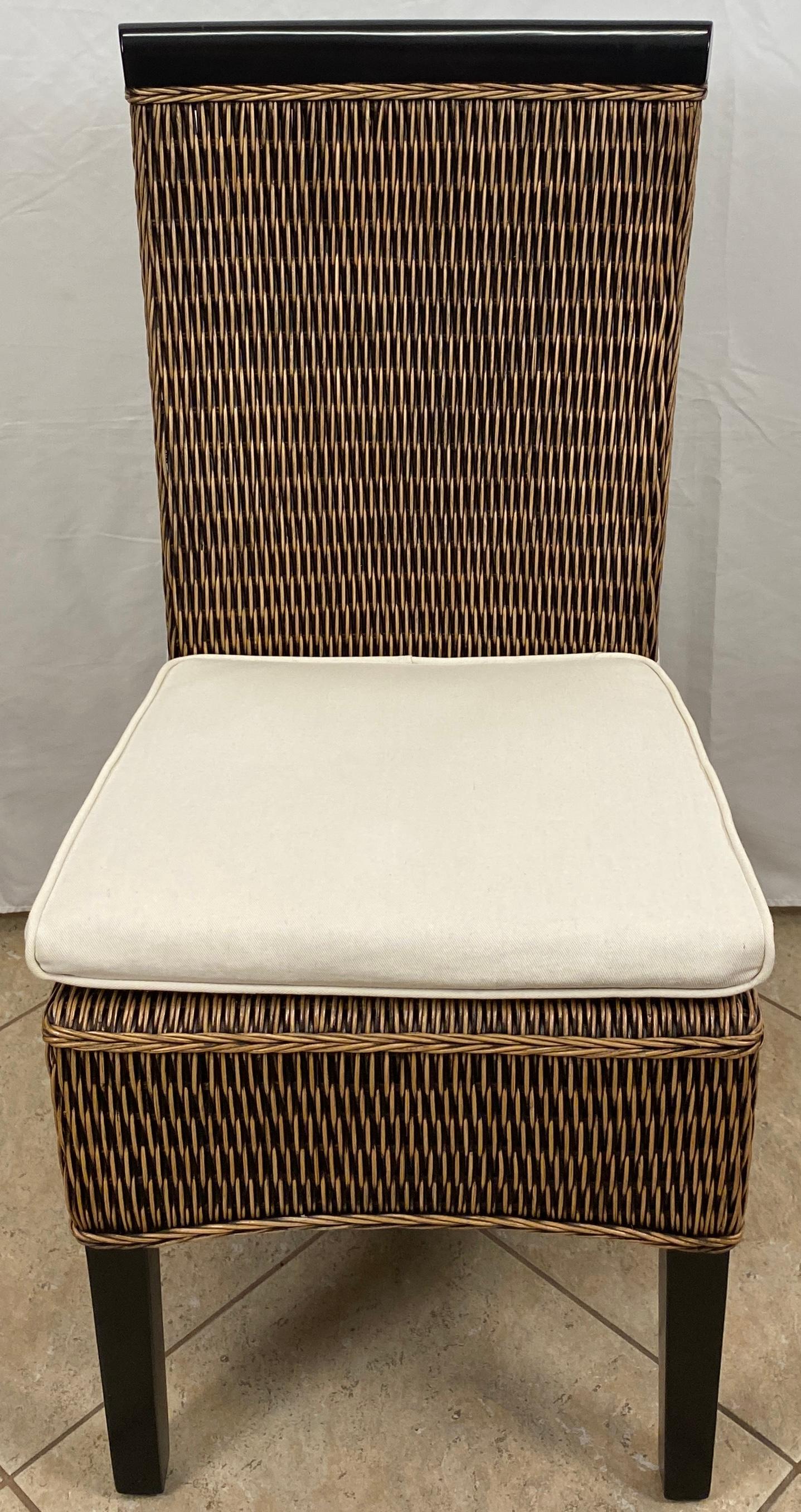 Rattan Patio Furniture Set, Glass Top Table and 5 Chair Set, Wicker Dining Set — detail 7