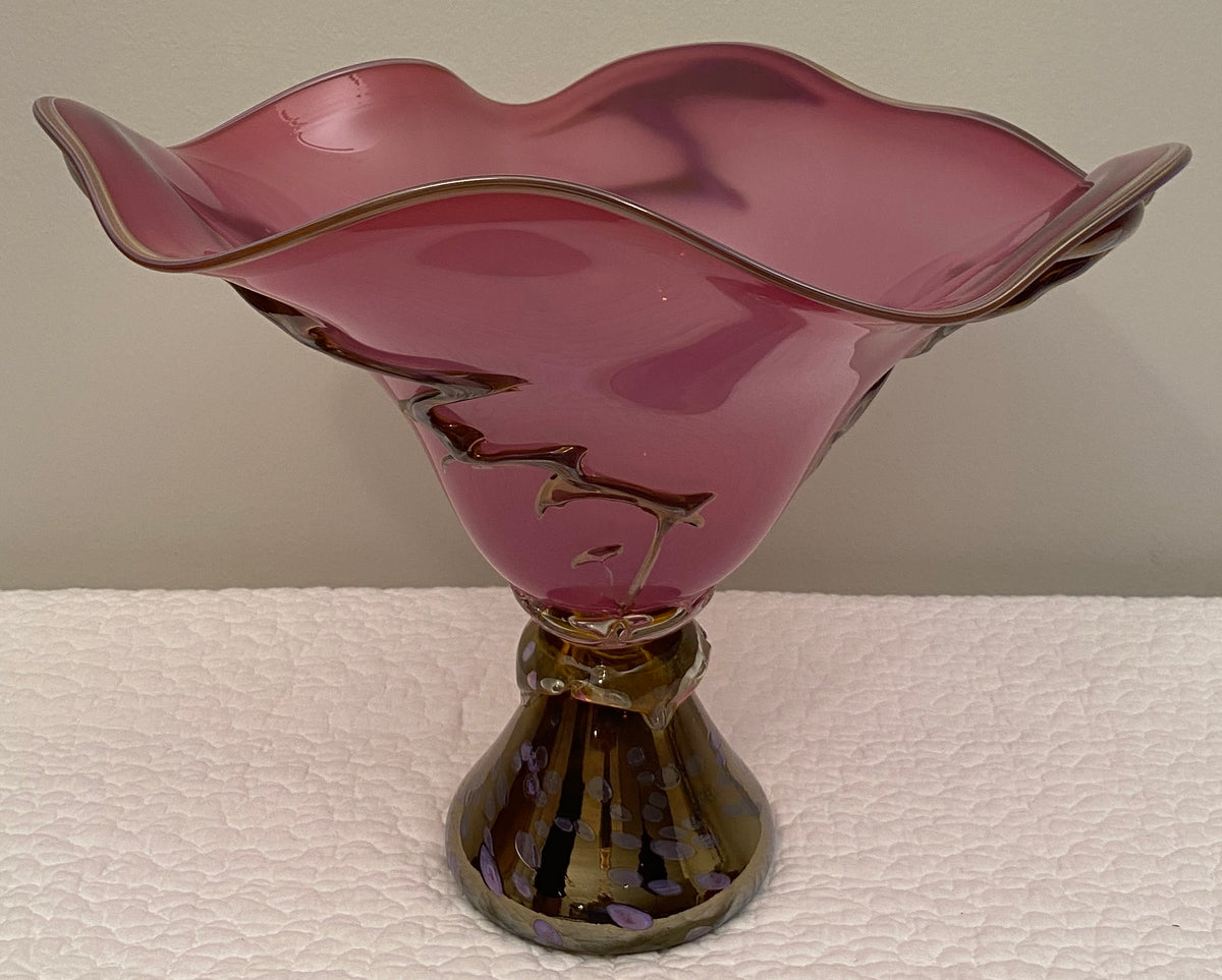Large Murano Art Glass Centerpiece Bowl in Amethyst and Gold Aventurine, Italy, 1970s — detail 10