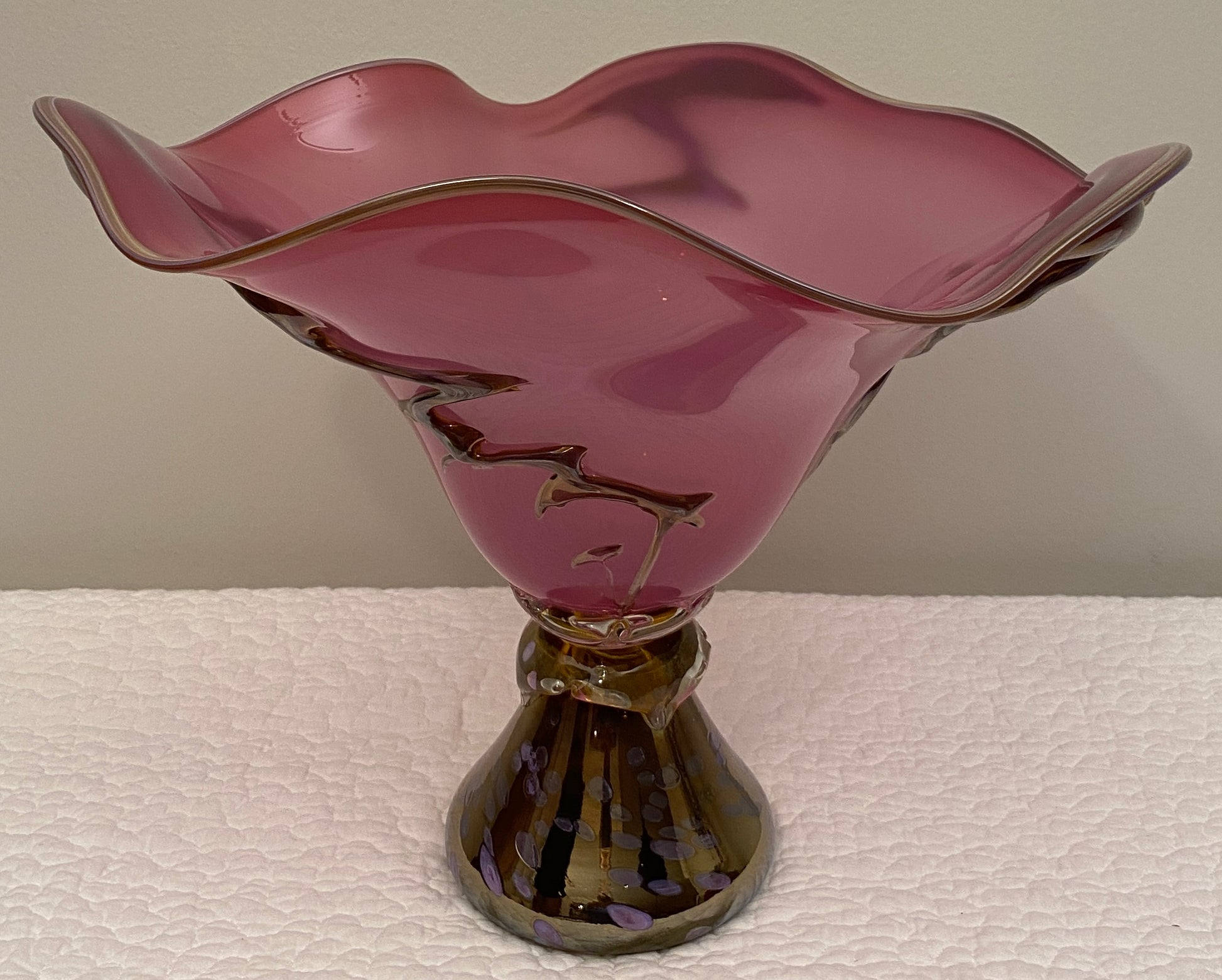 Large Murano Art Glass Centerpiece Bowl in Amethyst and Gold Aventurine, Italy, 1970s — detail 10
