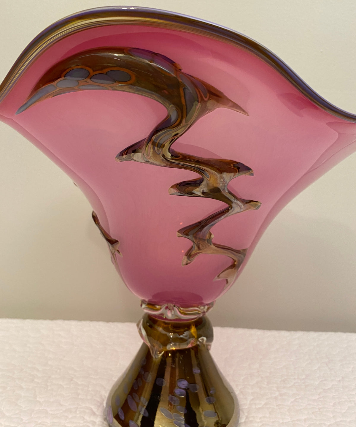 Large Murano Art Glass Centerpiece Bowl in Amethyst and Gold Aventurine, Italy, 1970s — detail 9