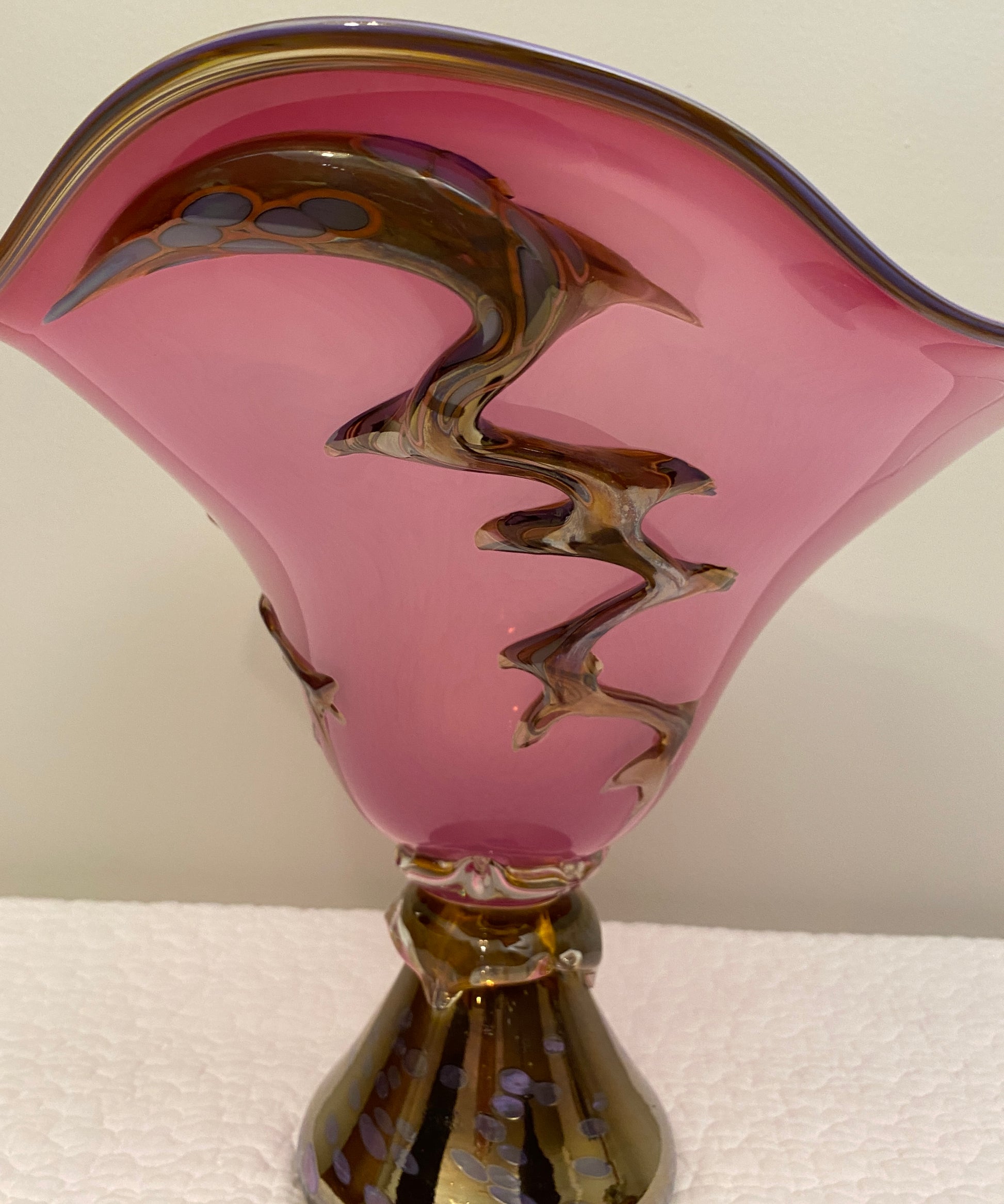 Large Murano Art Glass Centerpiece Bowl in Amethyst and Gold Aventurine, Italy, 1970s — detail 9