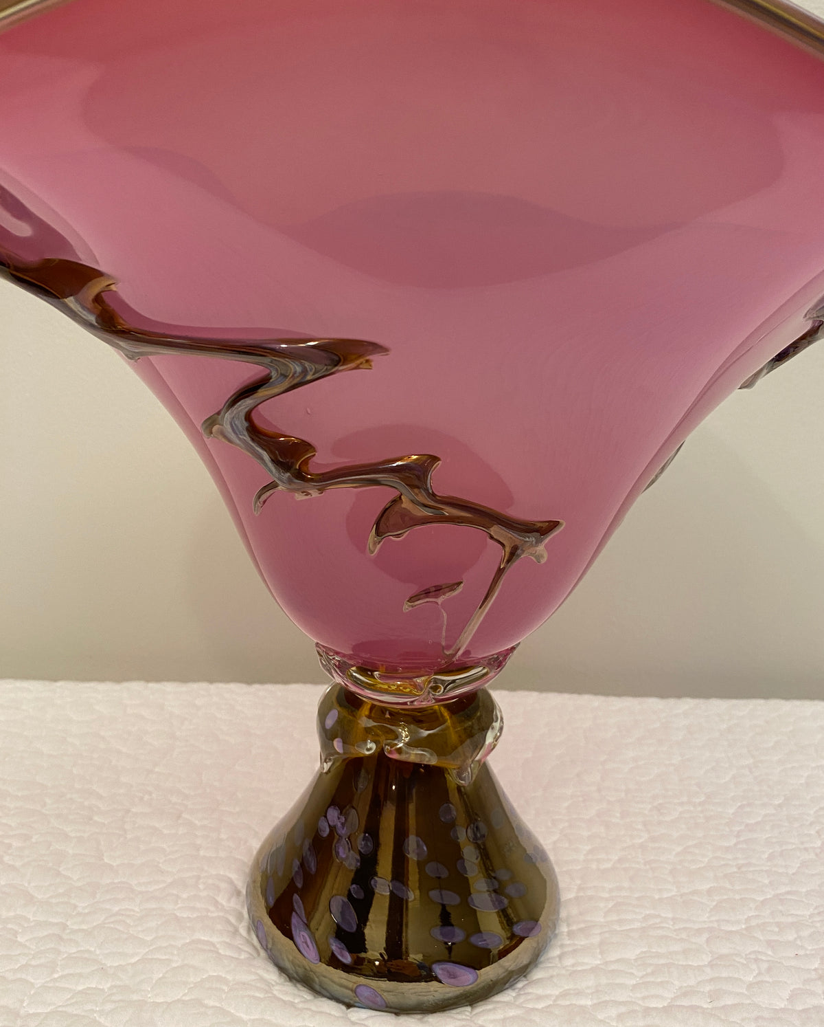Large Murano Art Glass Centerpiece Bowl in Amethyst and Gold Aventurine, Italy, 1970s — detail 8