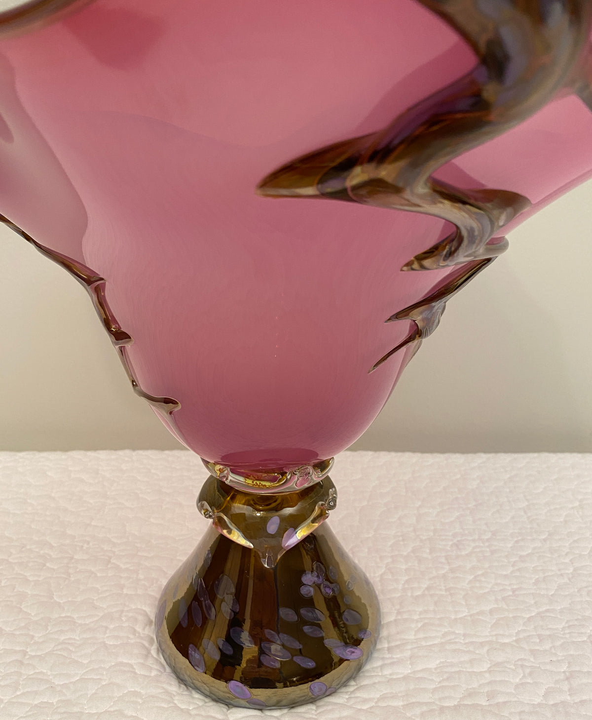 Large Murano Art Glass Centerpiece Bowl in Amethyst and Gold Aventurine, Italy, 1970s — detail 6