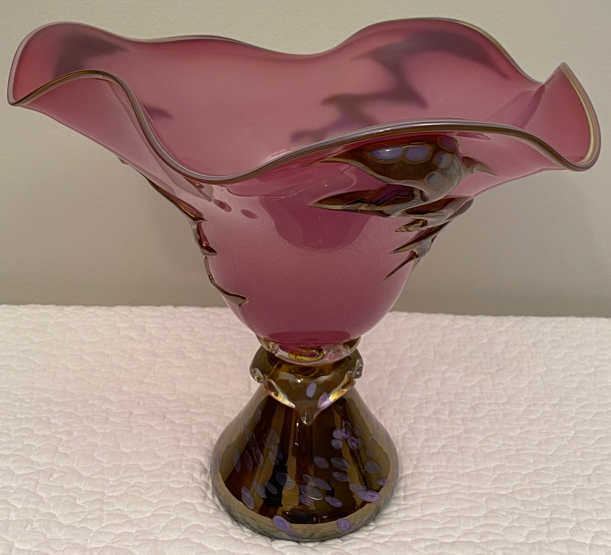 Large Murano Art Glass Centerpiece Bowl in Amethyst and Gold Aventurine, Italy, 1970s — detail 5