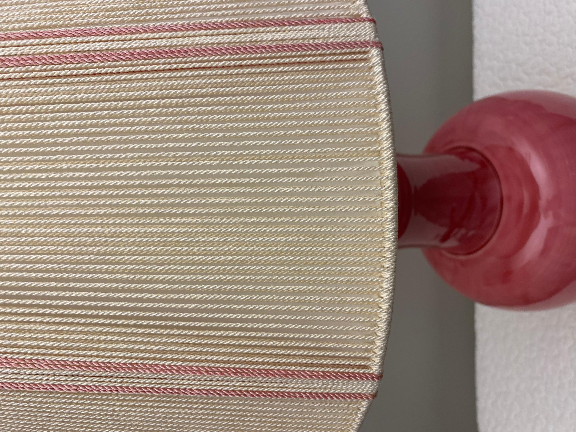 French Ceramic and Lucite Table Lamp Pink and Clear Base — detail 7
