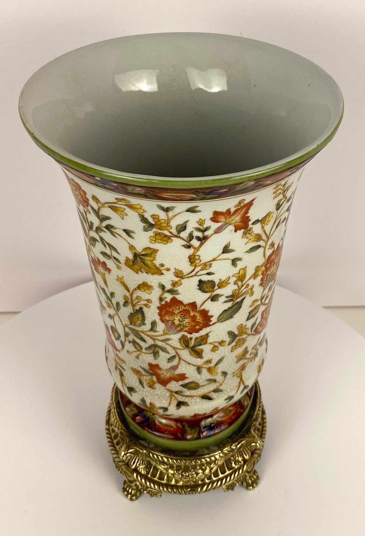 19th Century Crackled Porcelain Vase Mounted on Bronze, dated 1896 — detail 11