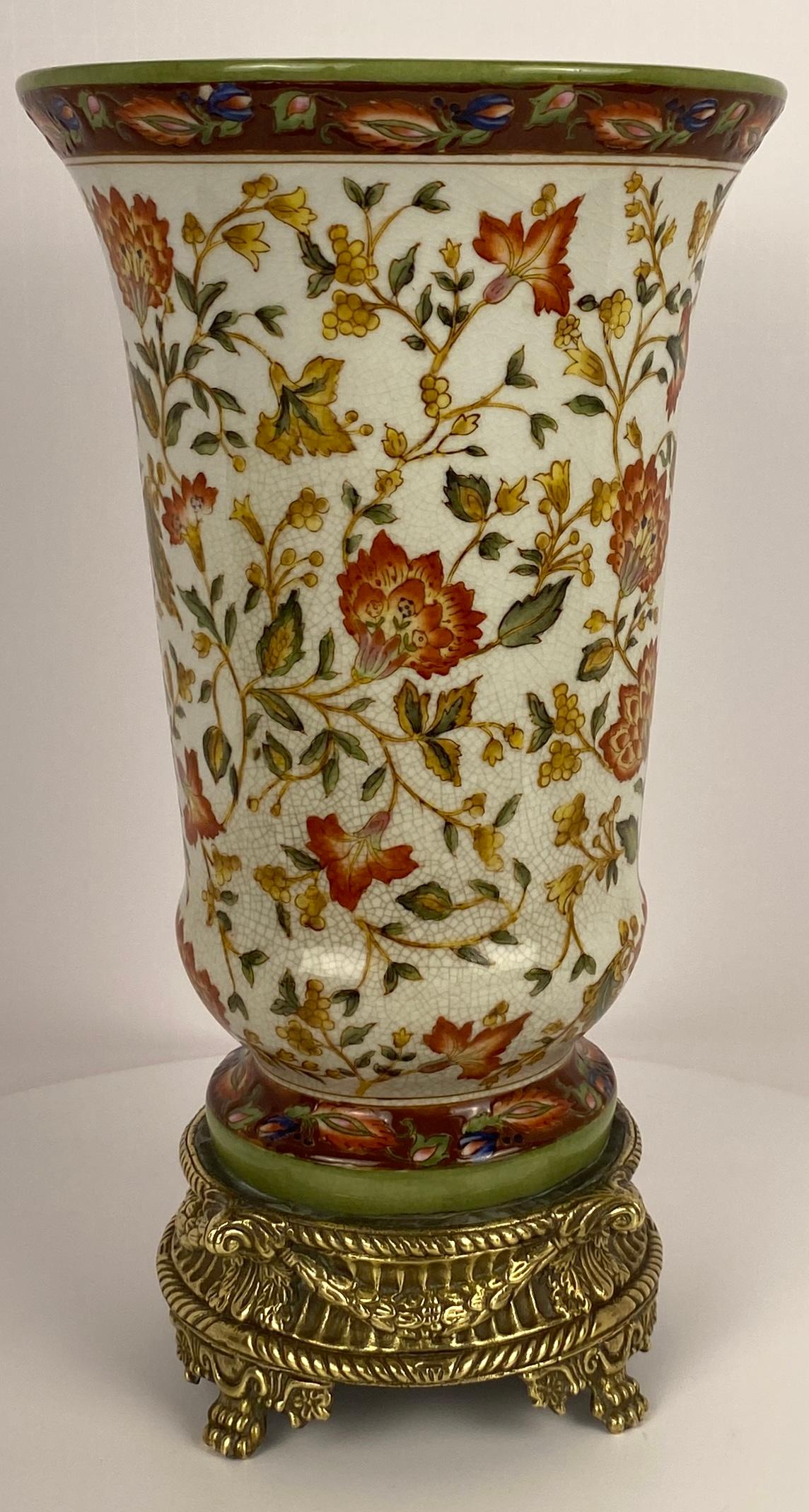19th Century Crackled Porcelain Vase Mounted on Bronze, dated 1896 — detail 12