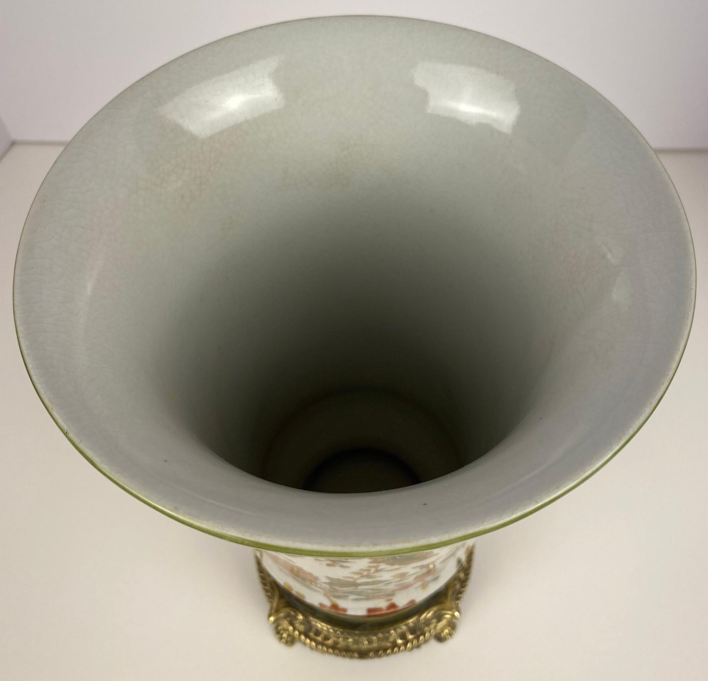 19th Century Crackled Porcelain Vase Mounted on Bronze, dated 1896 — detail 4