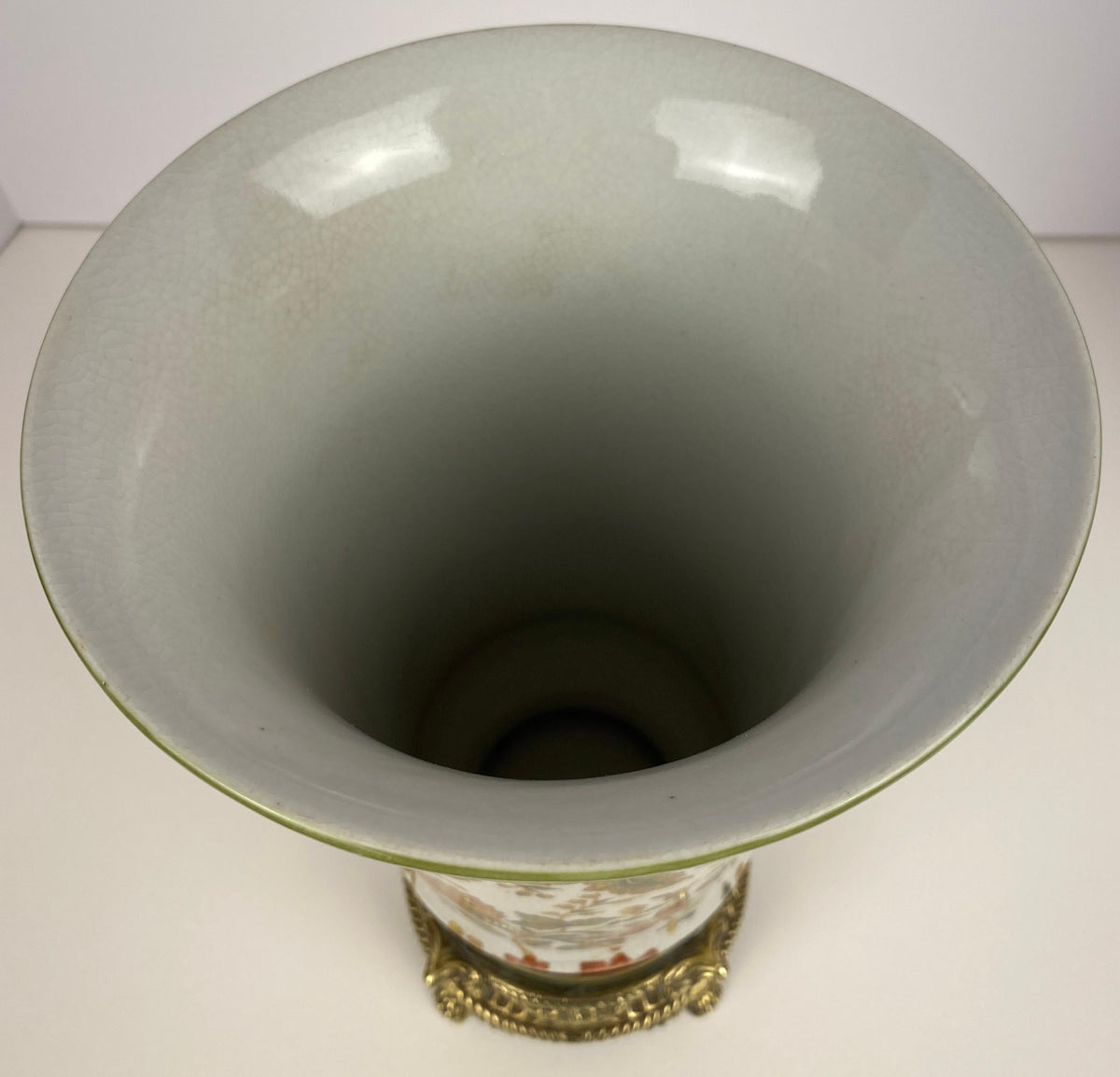 19th Century Crackled Porcelain Vase Mounted on Bronze, dated 1896 — detail 4