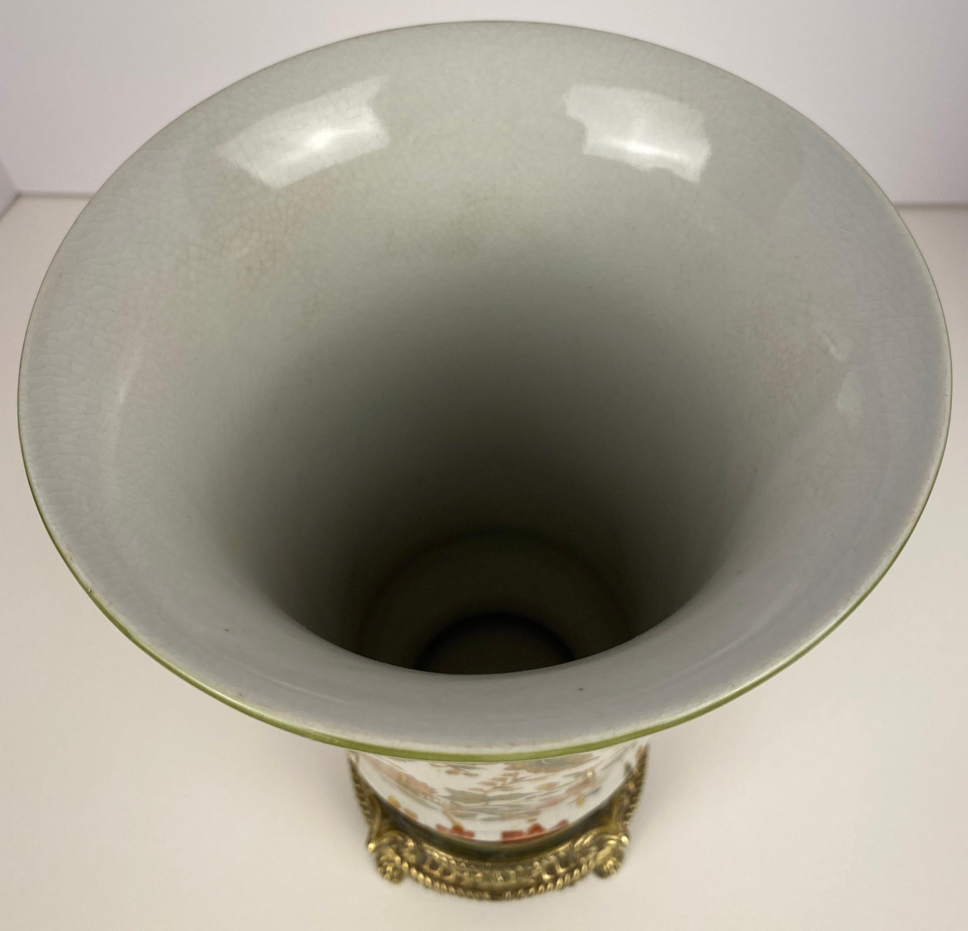 19th Century Crackled Porcelain Vase Mounted on Bronze, dated 1896 — detail 4