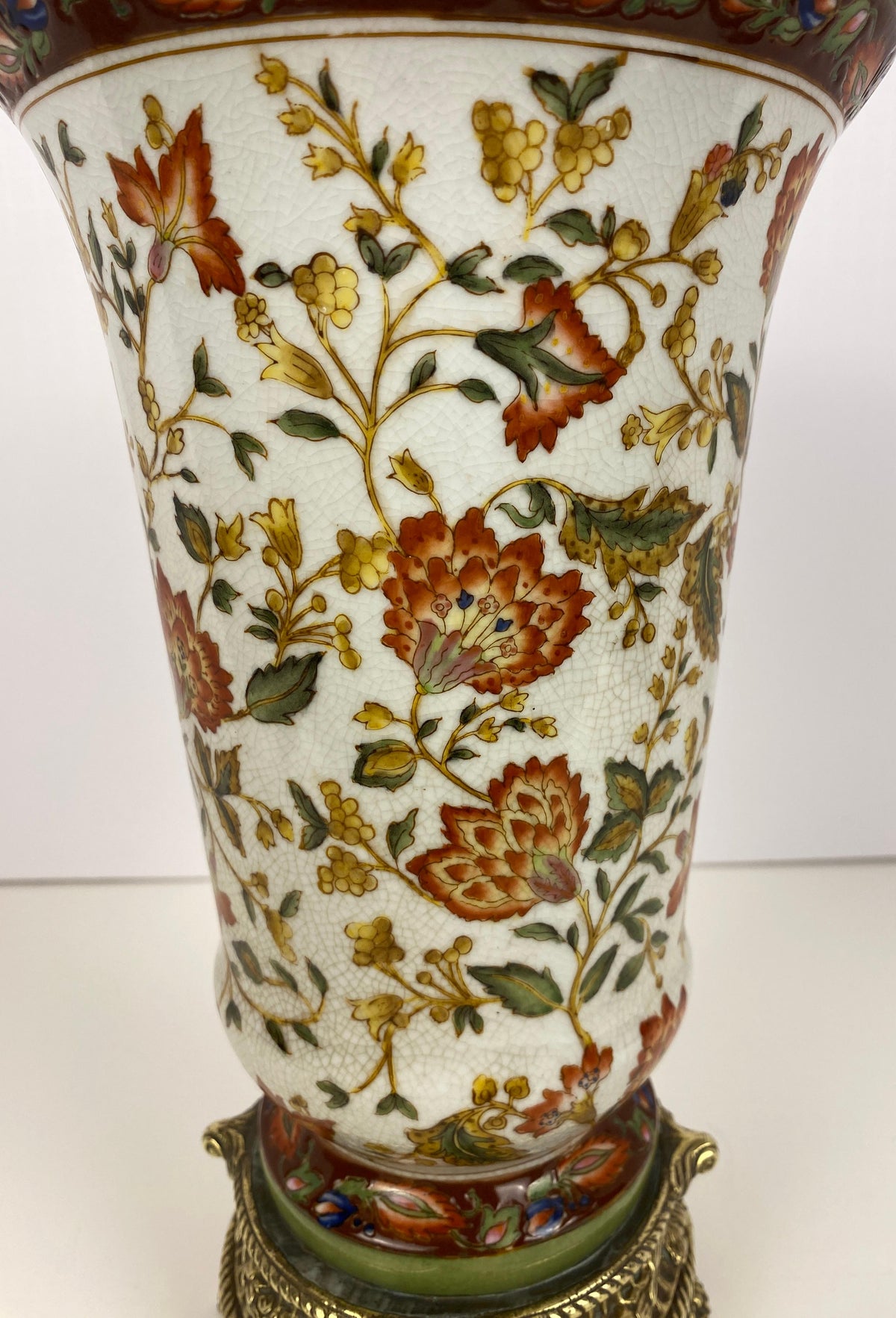 19th Century Crackled Porcelain Vase Mounted on Bronze, dated 1896 — detail 8