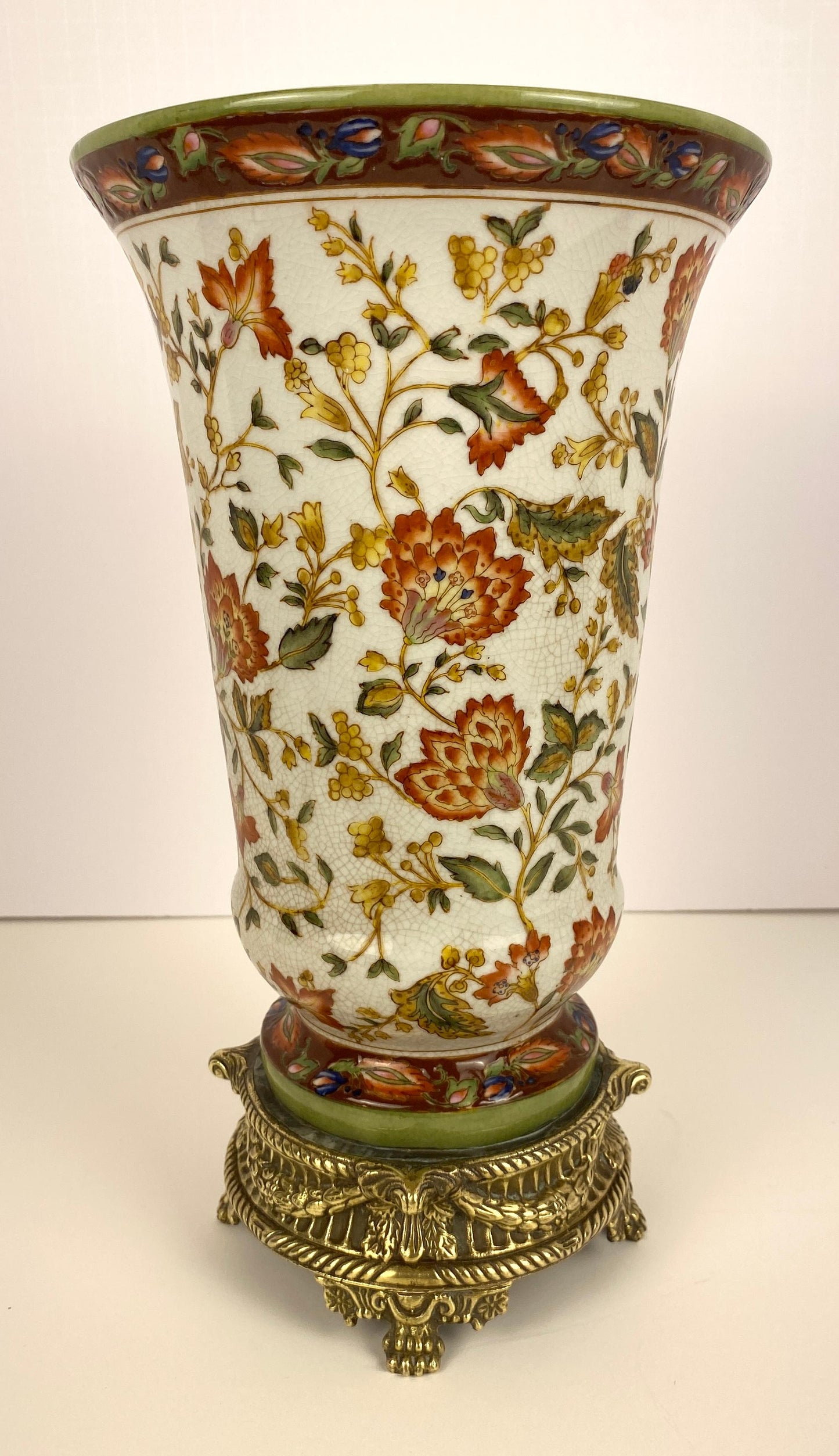 19th Century Crackled Porcelain Vase Mounted on Bronze, dated 1896 — detail 9
