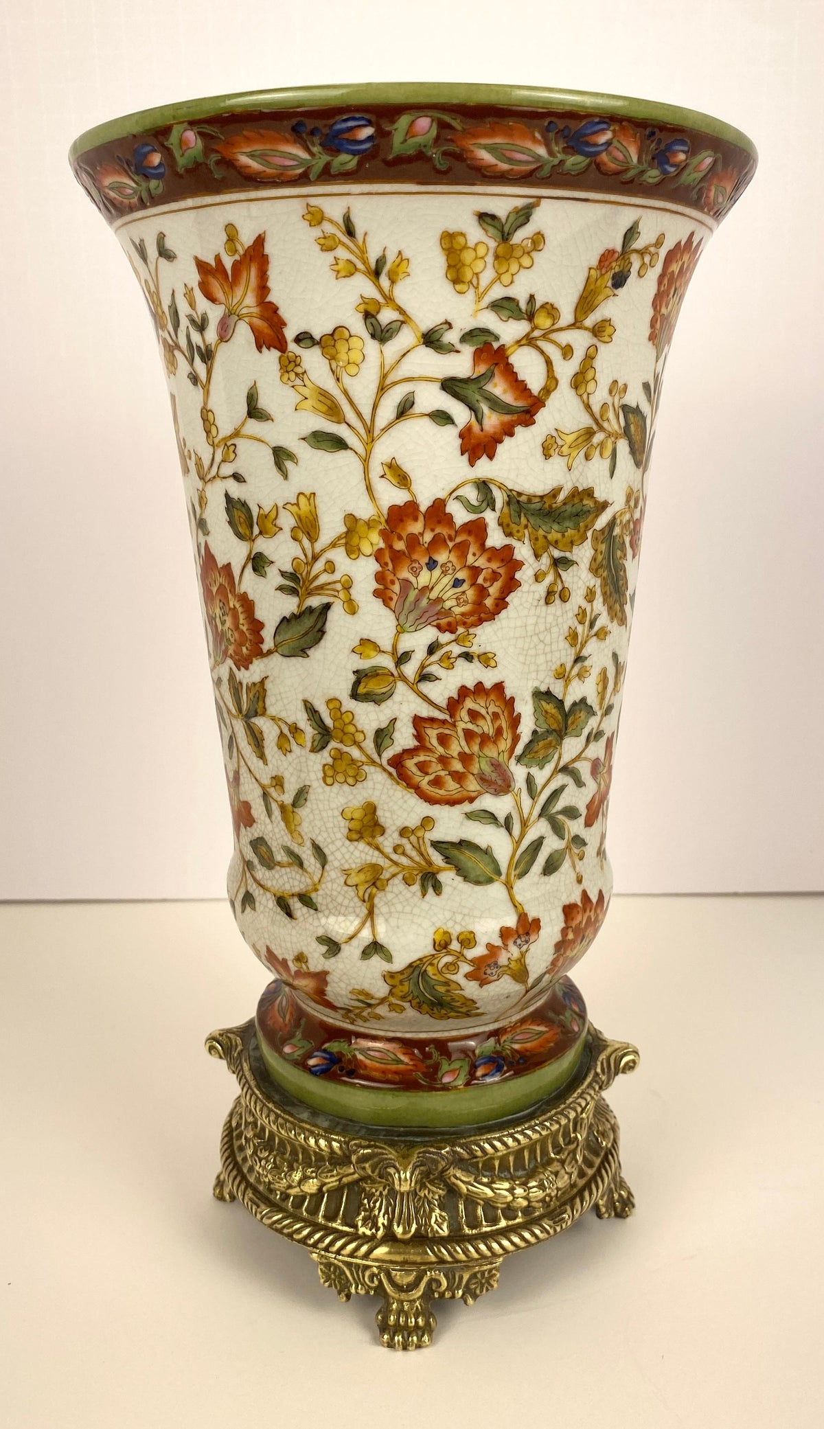 19th Century Crackled Porcelain Vase Mounted on Bronze, dated 1896 — detail 9