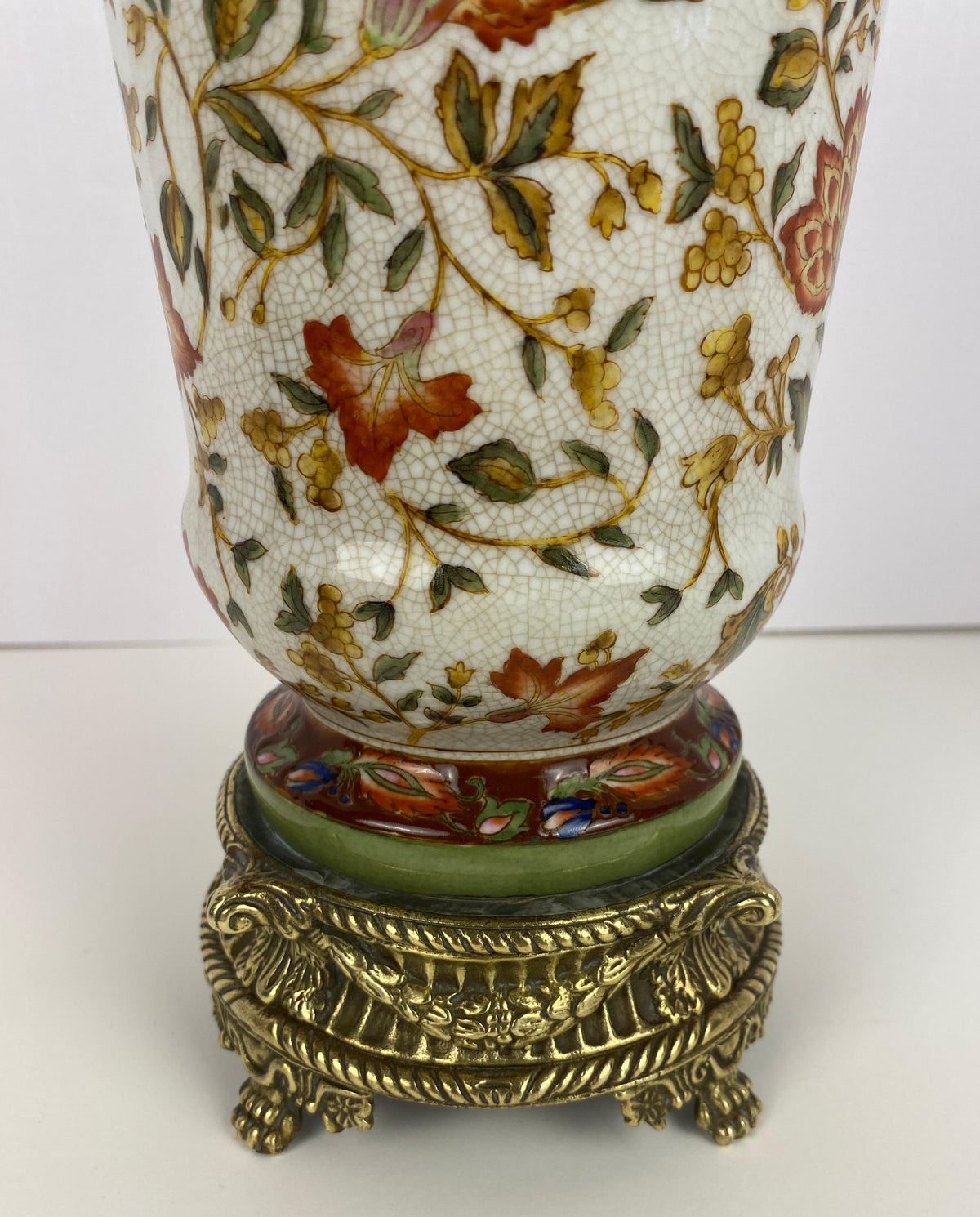 19th Century Crackled Porcelain Vase Mounted on Bronze, dated 1896 — detail 10