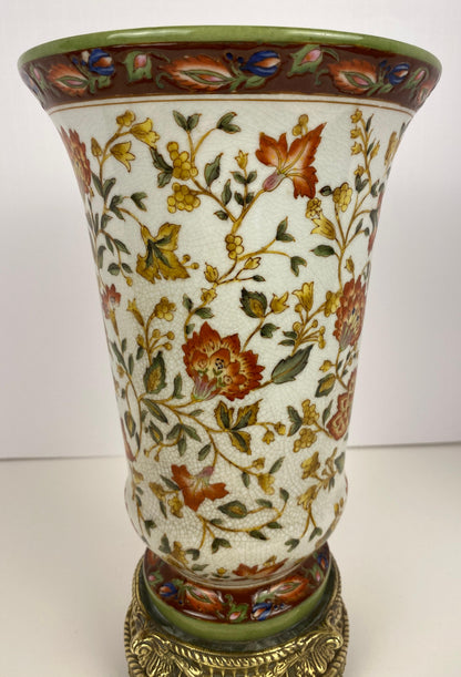 19th Century Crackled Porcelain Vase Mounted on Bronze, dated 1896 — detail 2