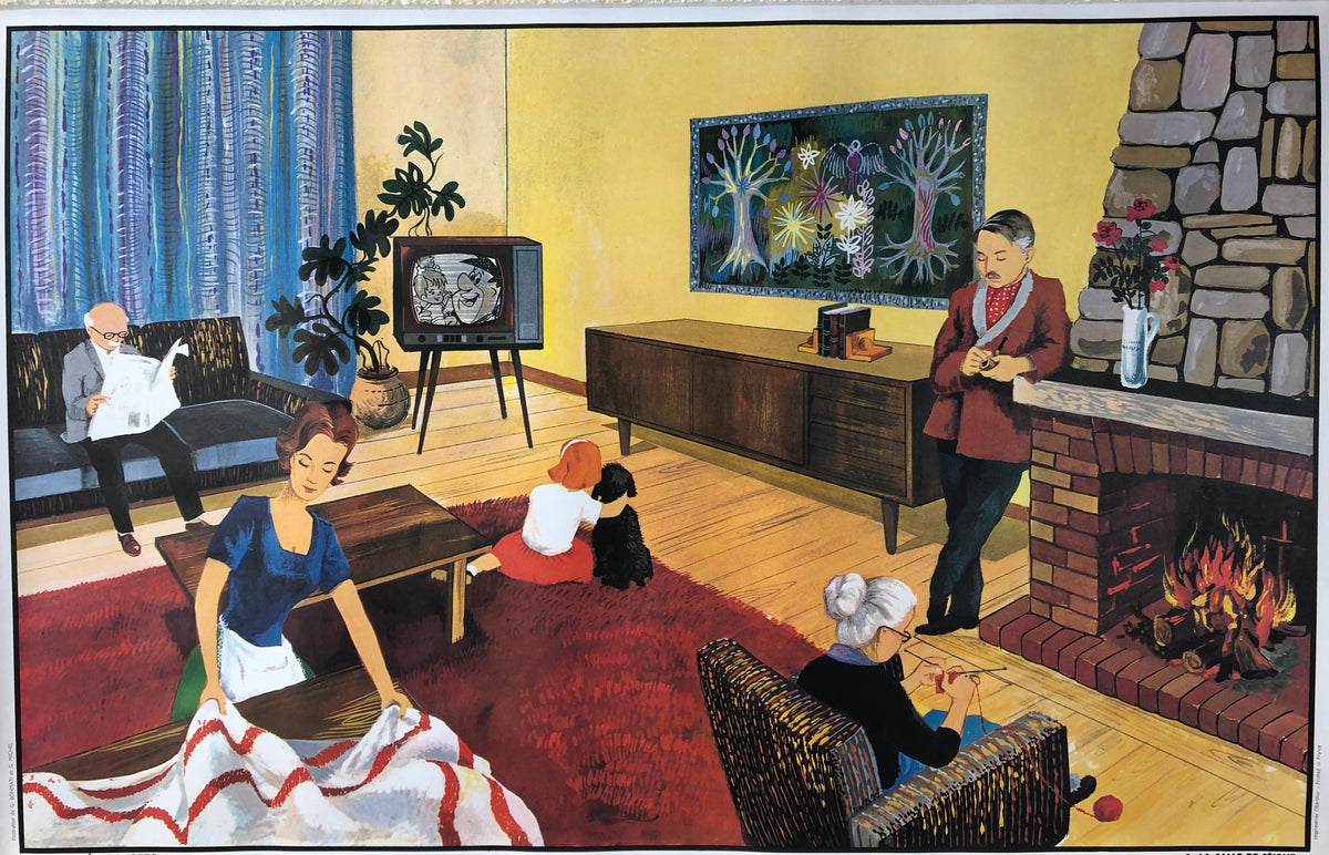 1960s School Poster by Oge-Hachette, The Beach and The Living Room — detail 2