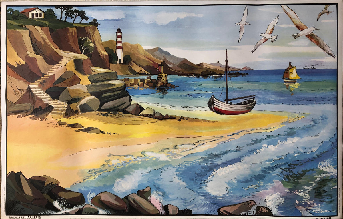 1960s School Poster by Oge-Hachette, The Beach and The Living Room — detail 3