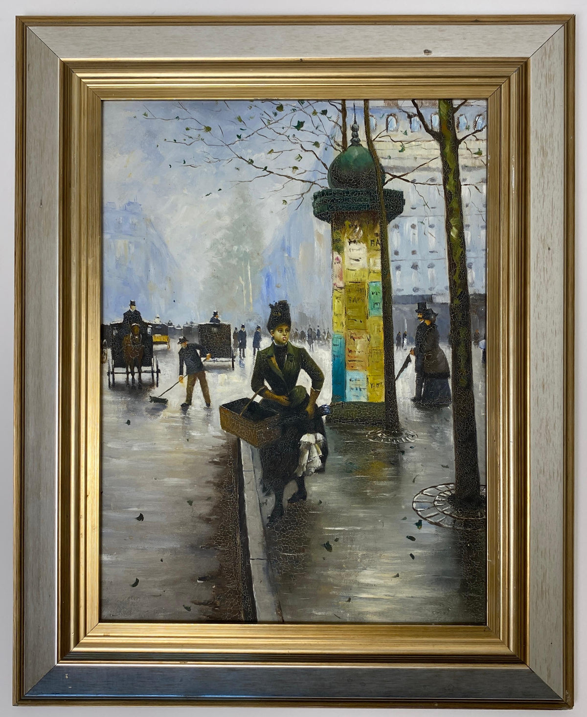 Color Print depicting Parisian Street Scene, Paris France City & Metro Station — detail 6