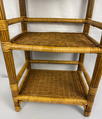 Vintage Rattan Side Table with 3 Shelves — detail 4
