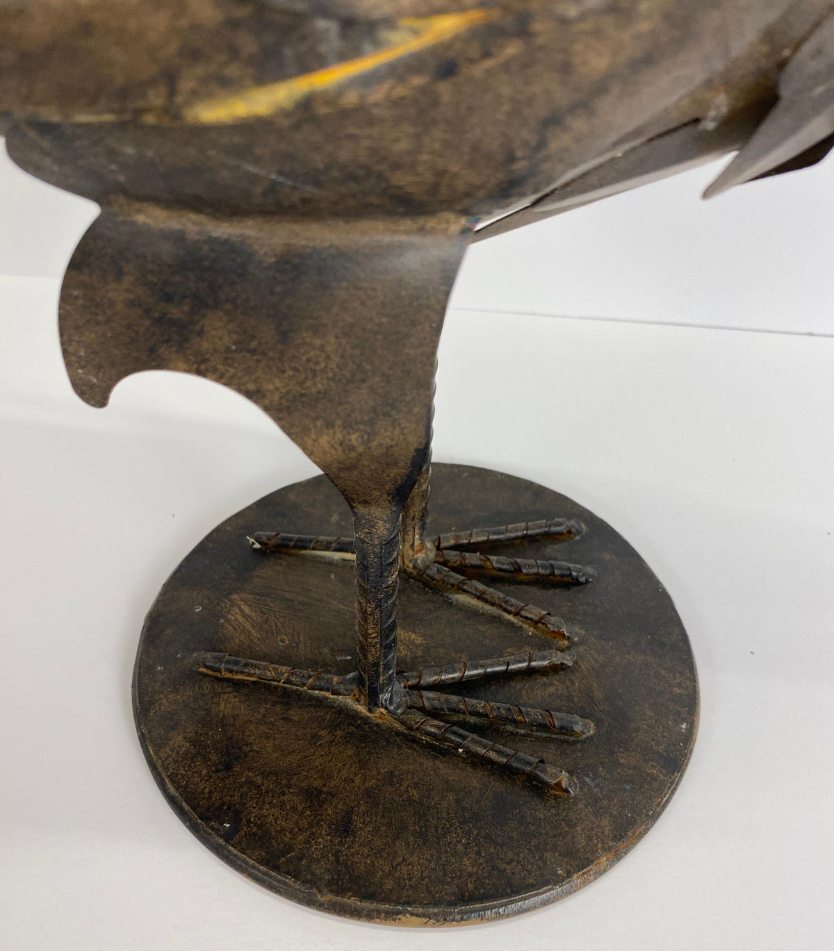 French Hand Forged Metal Rooster Sculpture, Mid-Century Brutalist — detail 4