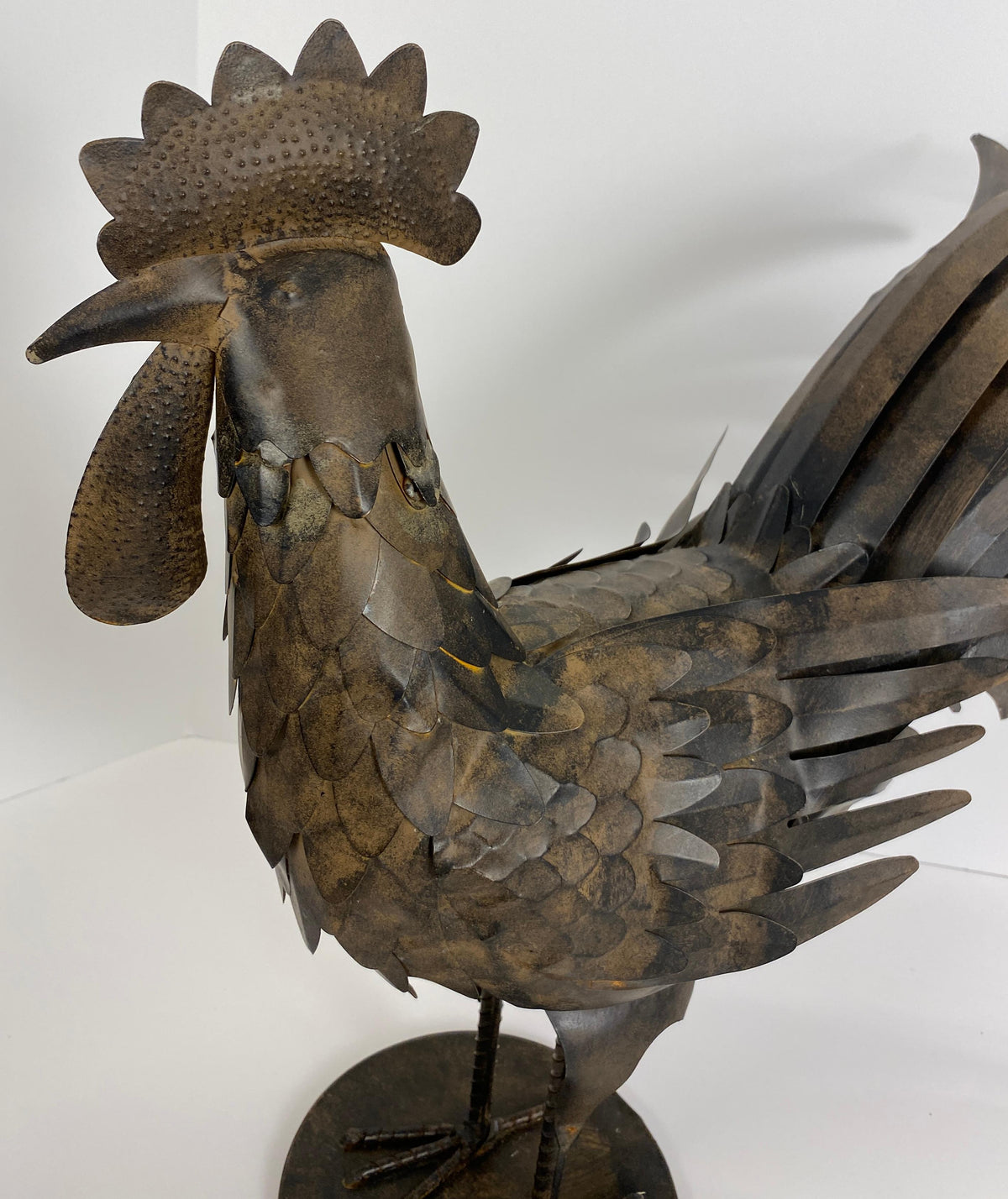 French Hand Forged Metal Rooster Sculpture, Mid-Century Brutalist — detail 3