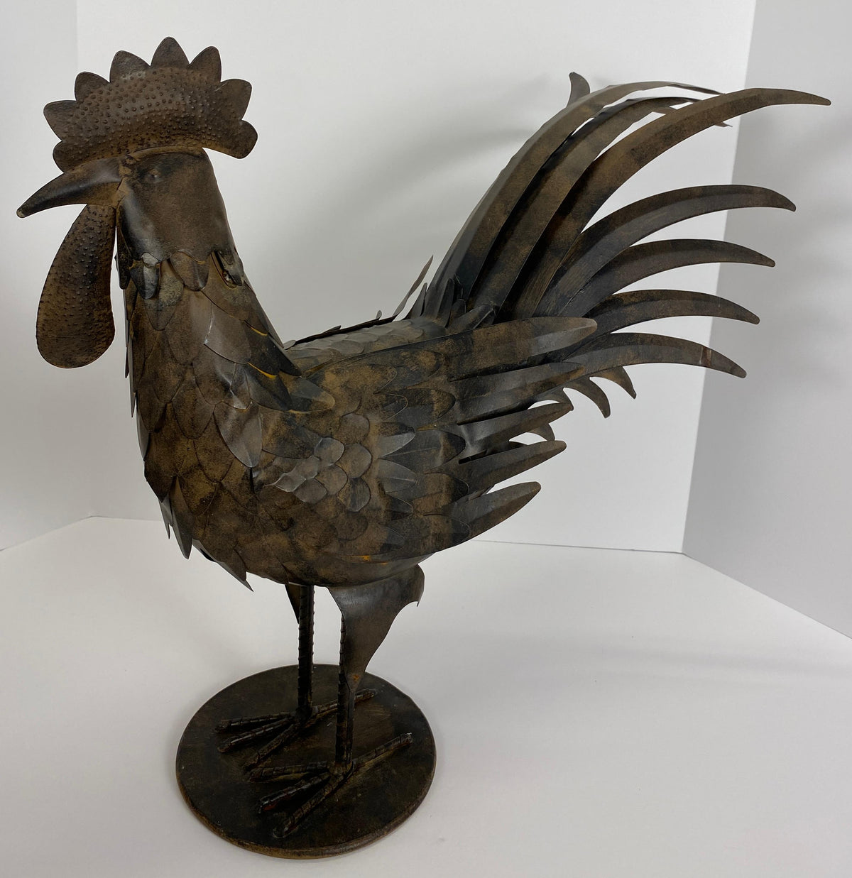 French Hand Forged Metal Rooster Sculpture, Mid-Century Brutalist — detail 6