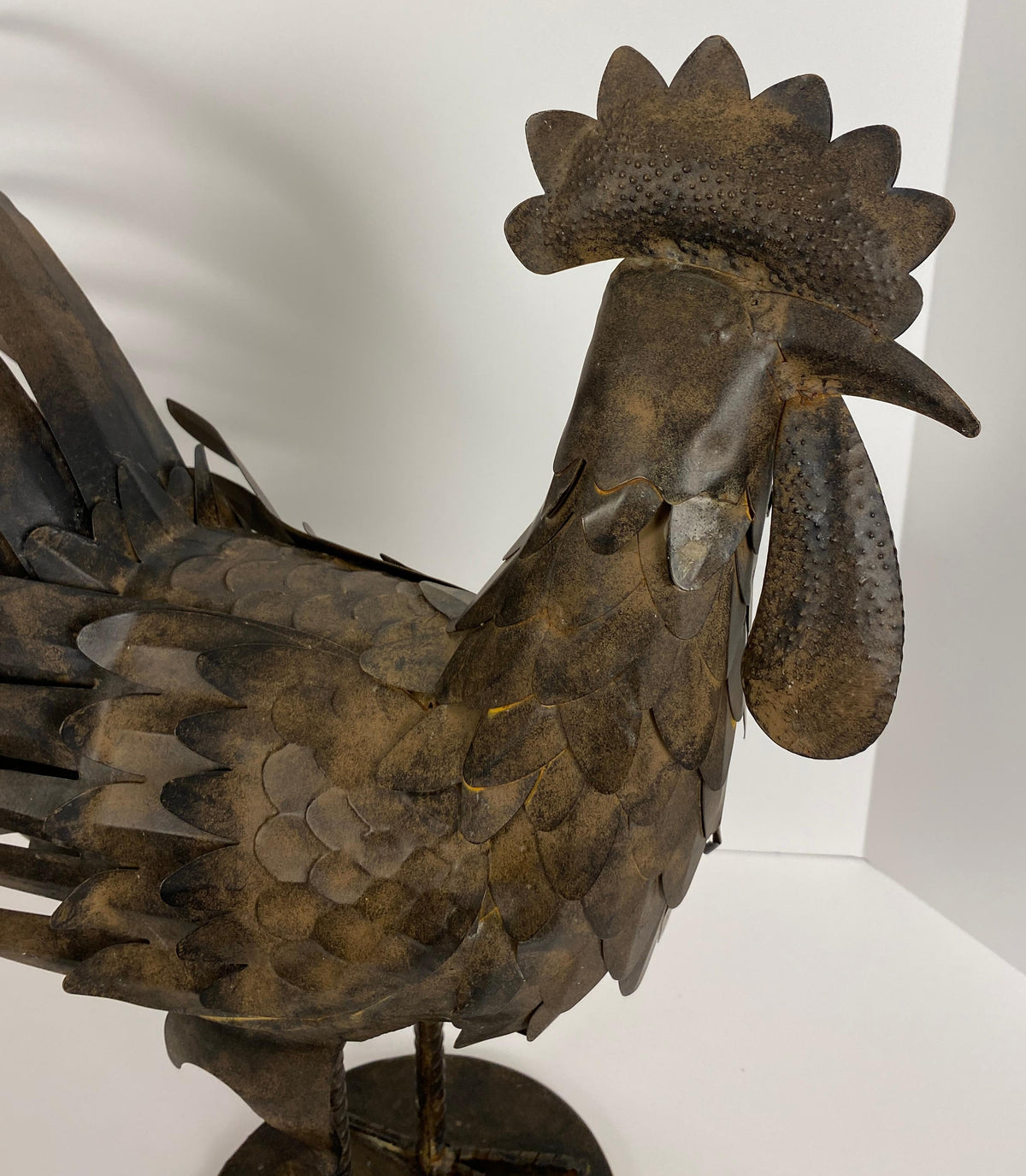 French Hand Forged Metal Rooster Sculpture, Mid-Century Brutalist — detail 2