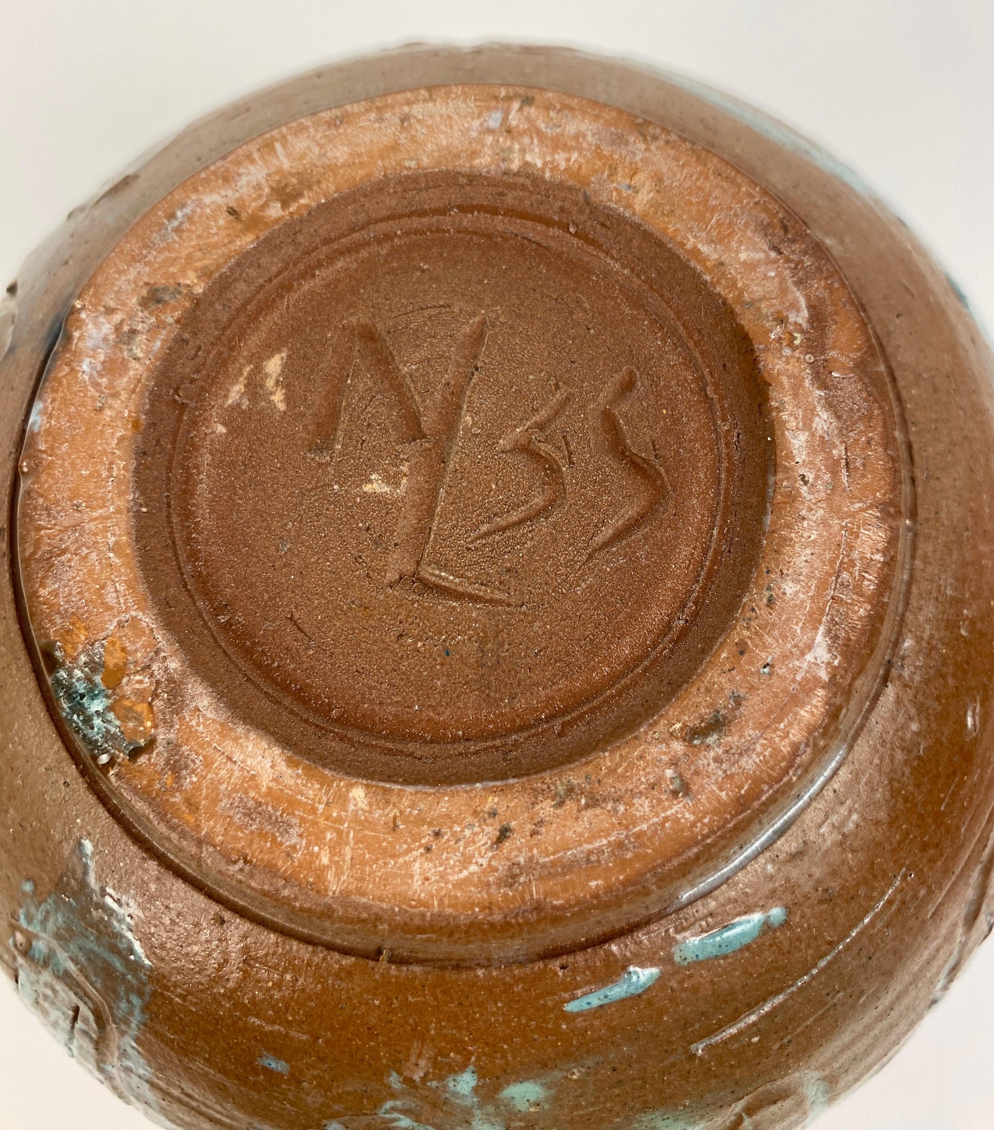 Round Mid-Century Ceramic Vase, Studio Pottery Vase Signed — detail 2