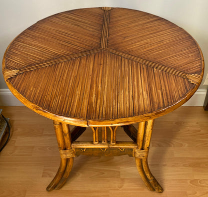 Sculpted Bamboo Side Table with Hand Decorated Top — detail 4