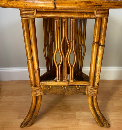 Sculpted Bamboo Side Table with Hand Decorated Top — detail 5