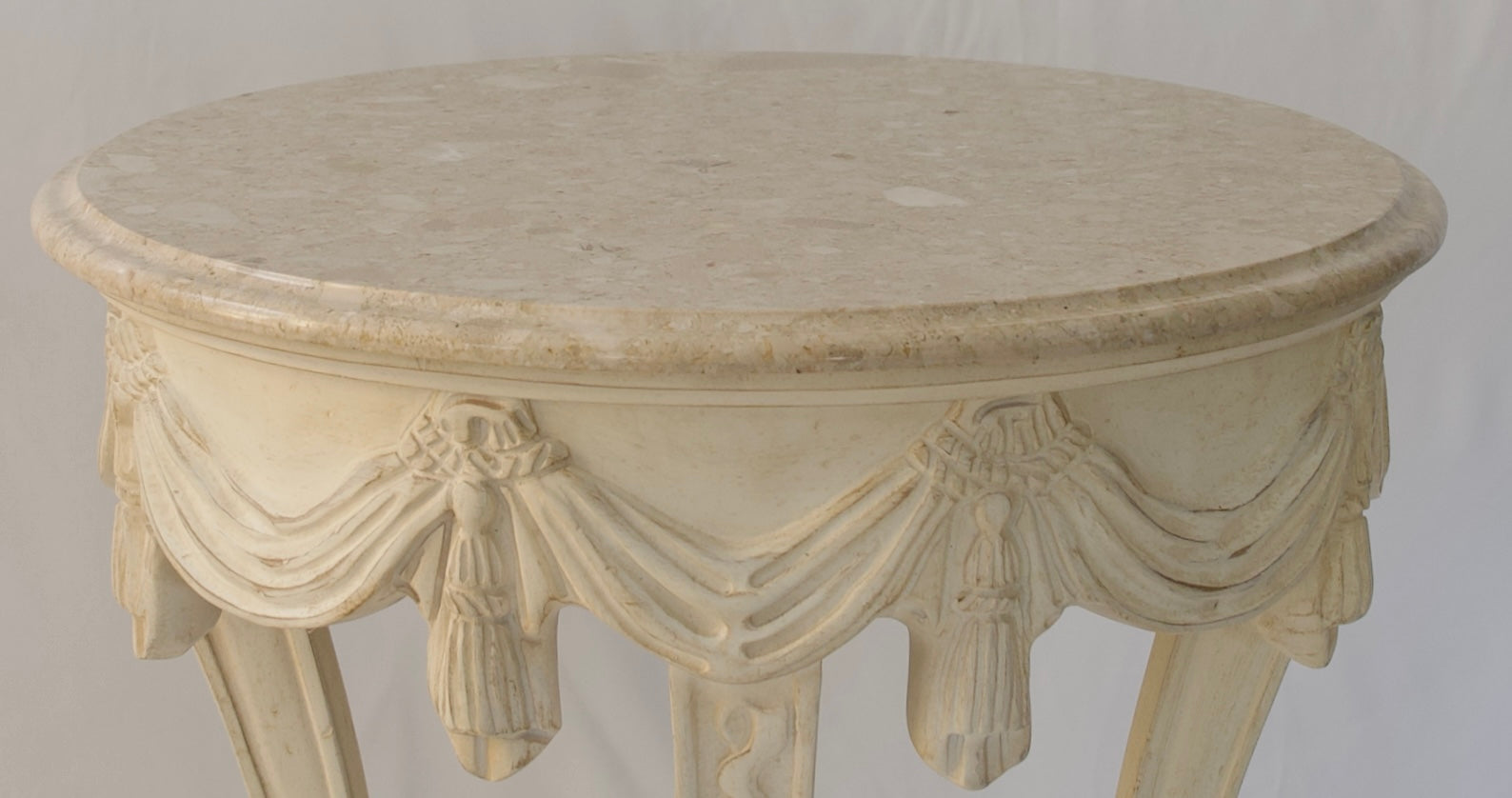 Louis XVI Style Side Table with Italian Marble Top, Powder Room Side Table — detail 2