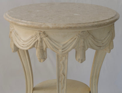 Louis XVI Style Side Table with Italian Marble Top, Powder Room Side Table — detail 4