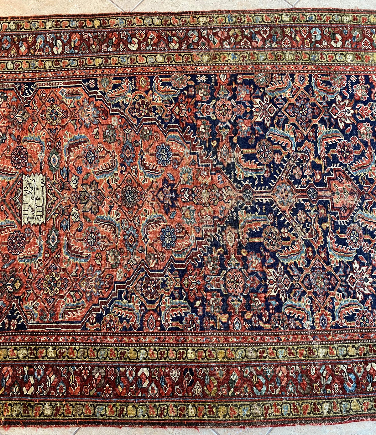 Handwoven Antique Runner Rug, Long Traditional Oriental Wool Rug — detail 13