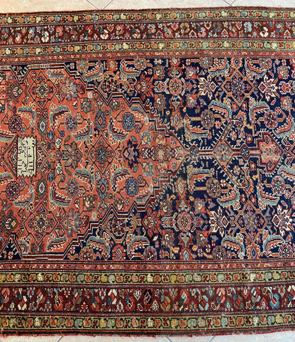Handwoven Antique Runner Rug, Long Traditional Oriental Wool Rug — detail 13