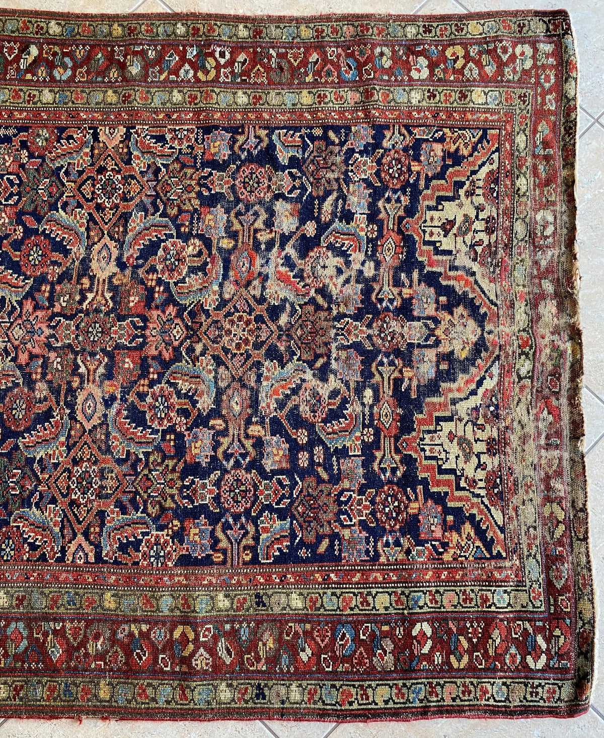 Handwoven Antique Runner Rug, Long Traditional Oriental Wool Rug — detail 14