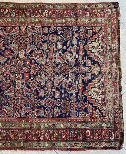 Handwoven Antique Runner Rug, Long Traditional Oriental Wool Rug — detail 14