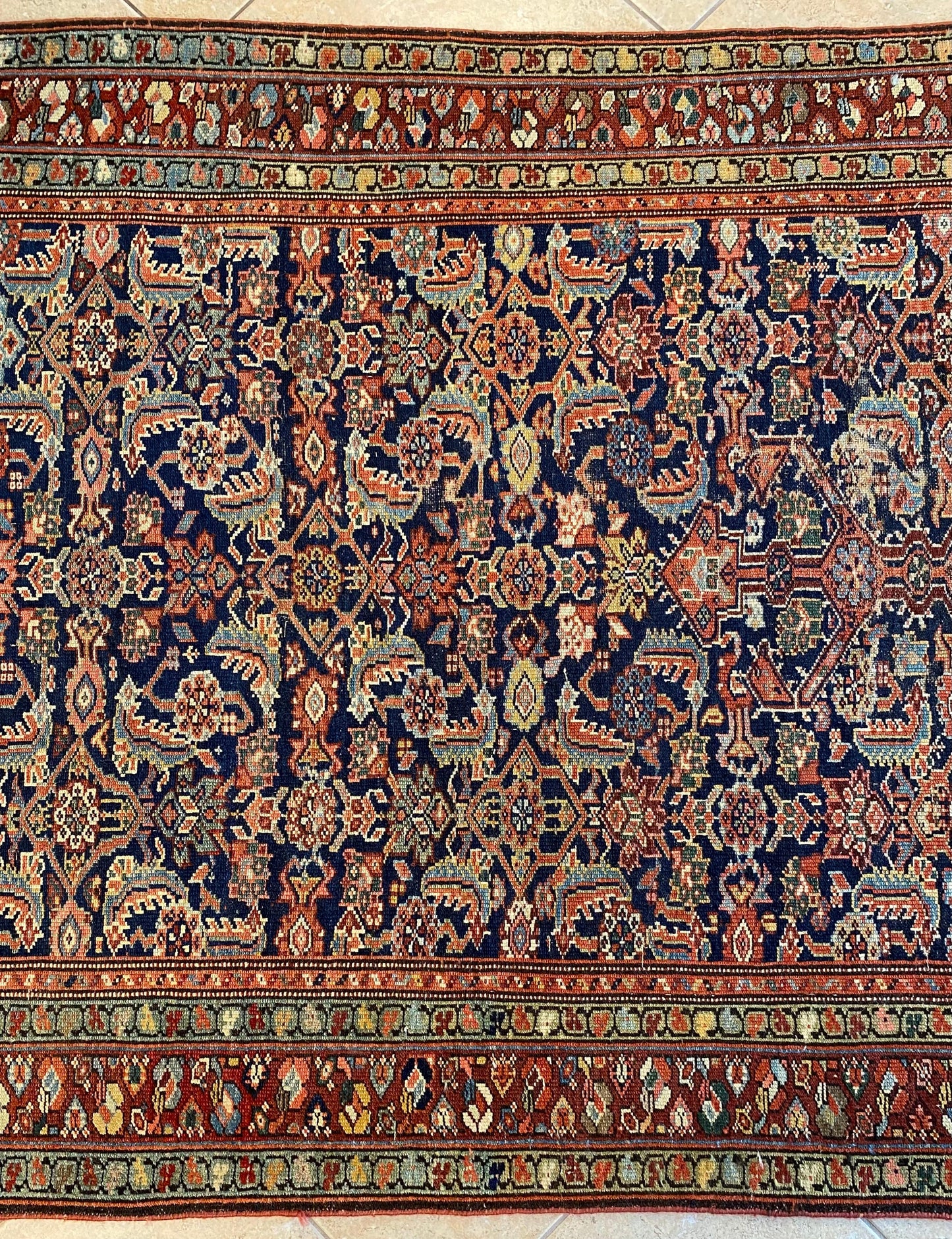 Handwoven Antique Runner Rug, Long Traditional Oriental Wool Rug — detail 15