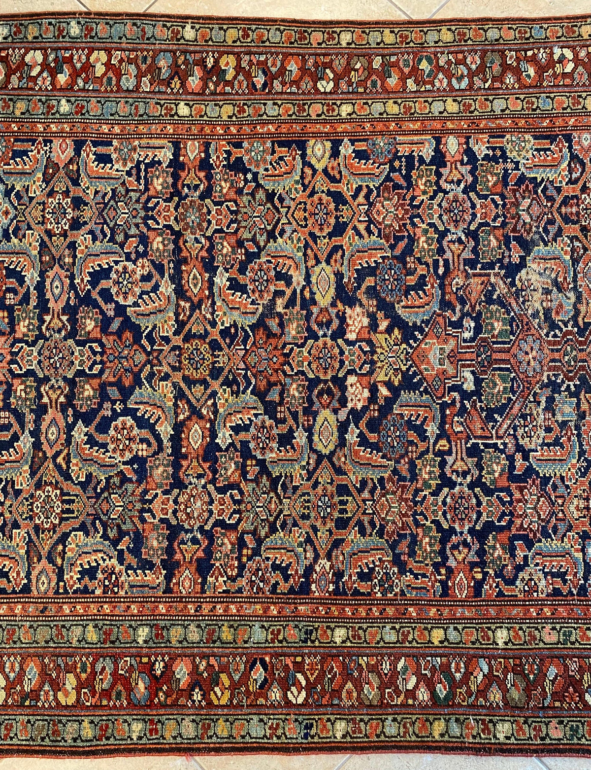 Handwoven Antique Runner Rug, Long Traditional Oriental Wool Rug — detail 15
