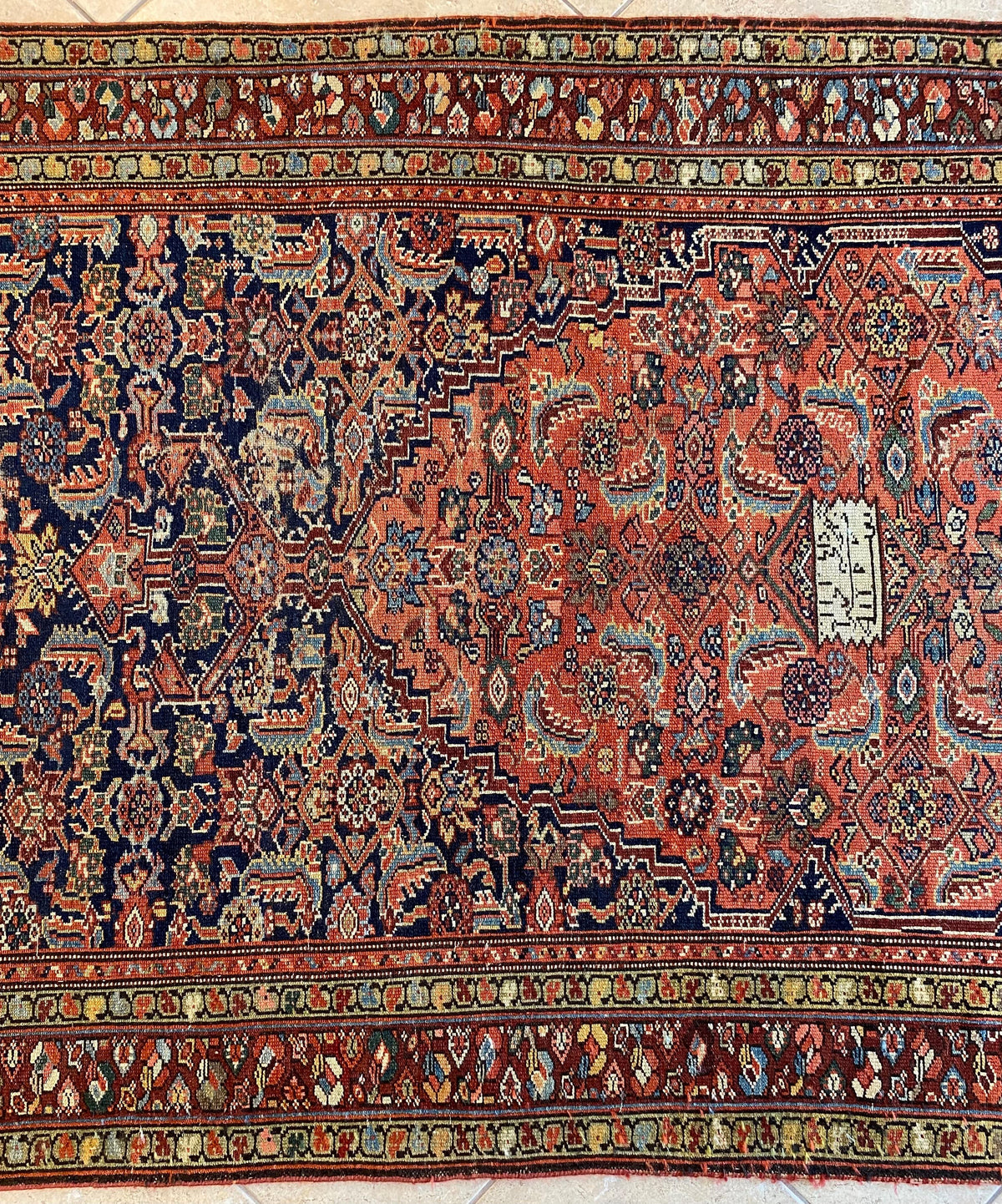 Handwoven Antique Runner Rug, Long Traditional Oriental Wool Rug — detail 2