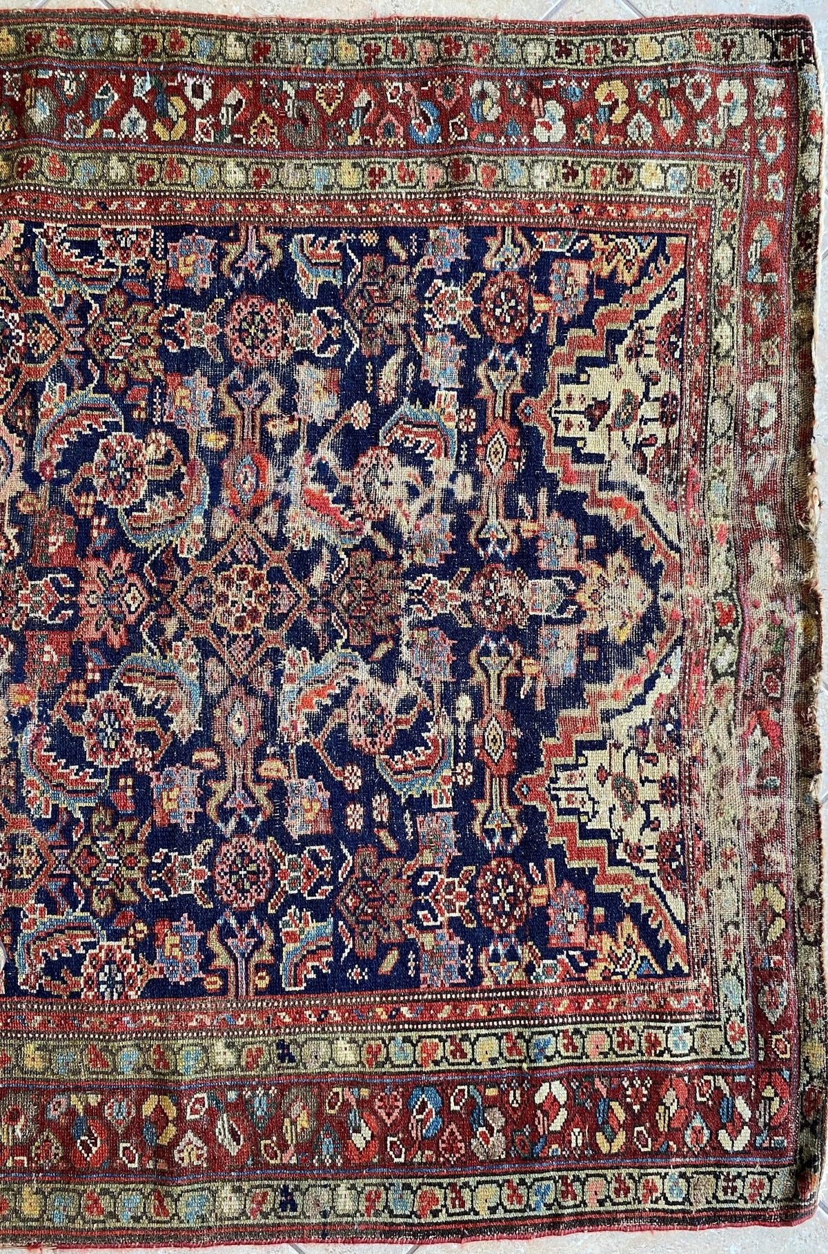 Handwoven Antique Runner Rug, Long Traditional Oriental Wool Rug — detail 3
