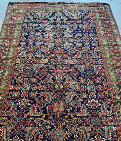 Handwoven Antique Runner Rug, Long Traditional Oriental Wool Rug — detail 4