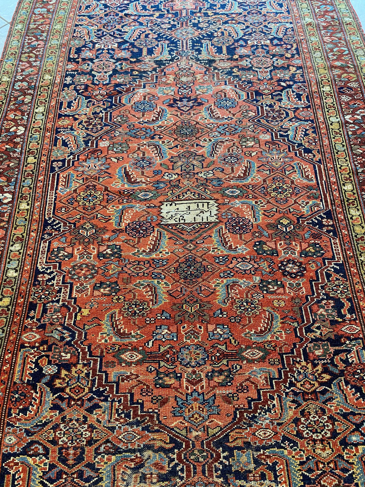 Handwoven Antique Runner Rug, Long Traditional Oriental Wool Rug — detail 5