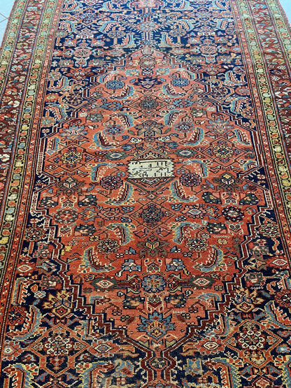 Handwoven Antique Runner Rug, Long Traditional Oriental Wool Rug — detail 5