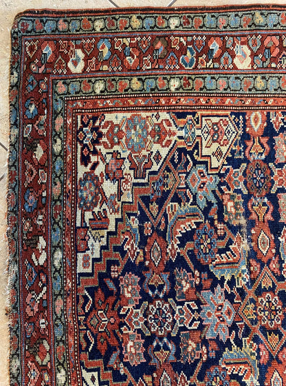 Handwoven Antique Runner Rug, Long Traditional Oriental Wool Rug — detail 7