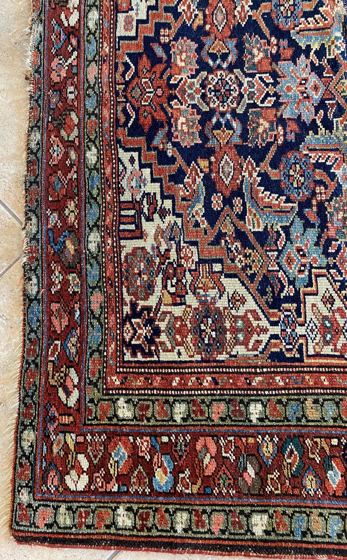 Handwoven Antique Runner Rug, Long Traditional Oriental Wool Rug — detail 8