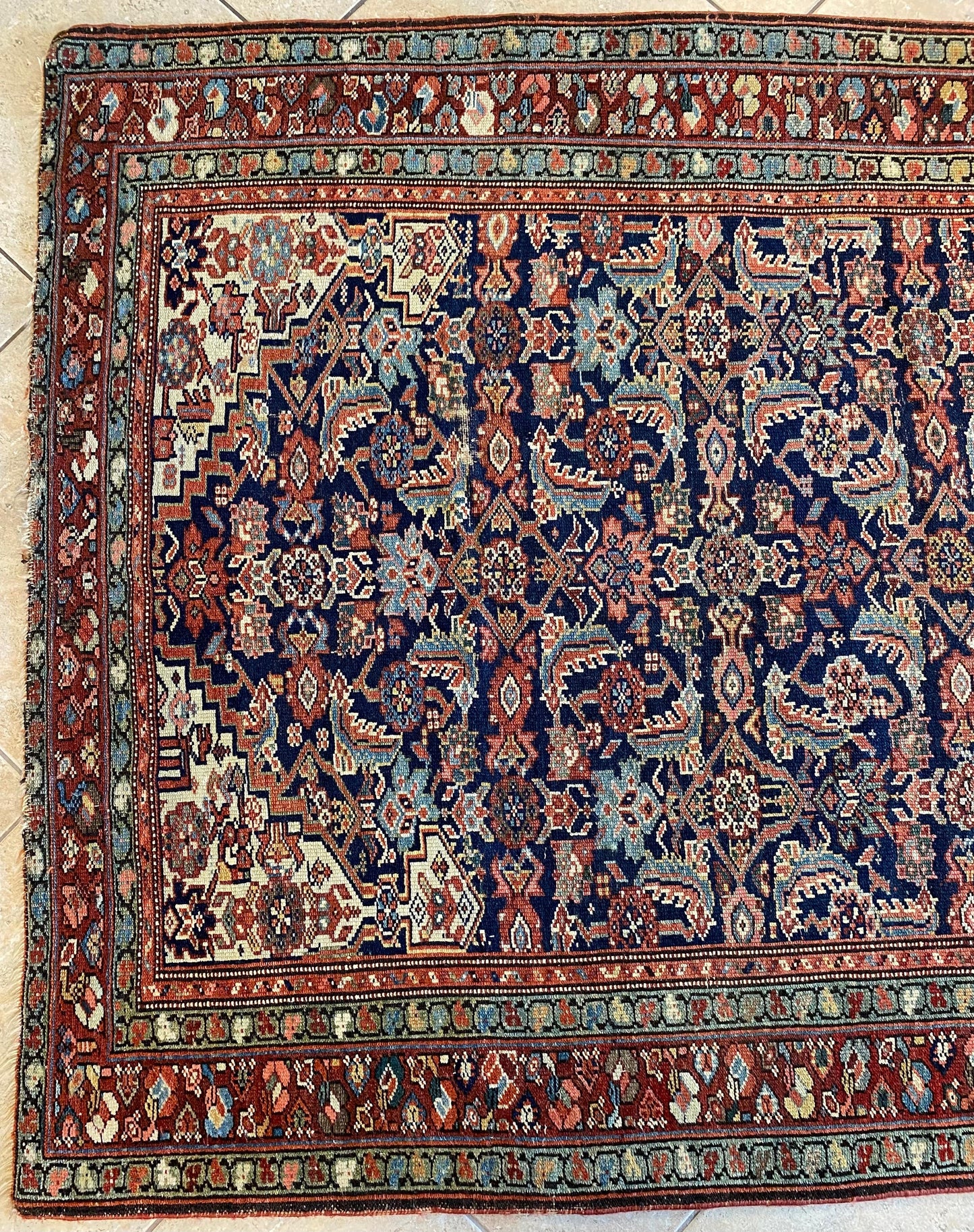 Handwoven Antique Runner Rug, Long Traditional Oriental Wool Rug — detail 9