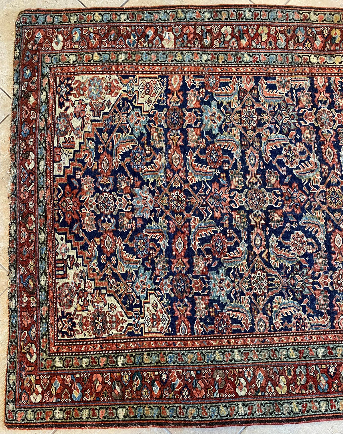 Handwoven Antique Runner Rug, Long Traditional Oriental Wool Rug — detail 9